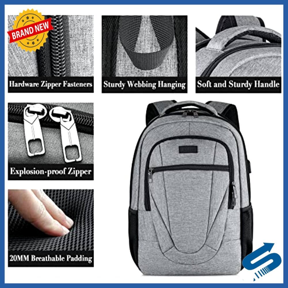 Travel Laptop Backpack Anti Theft Slim Durable USB Charging Port Computer Bag - Picture 3 of 7
